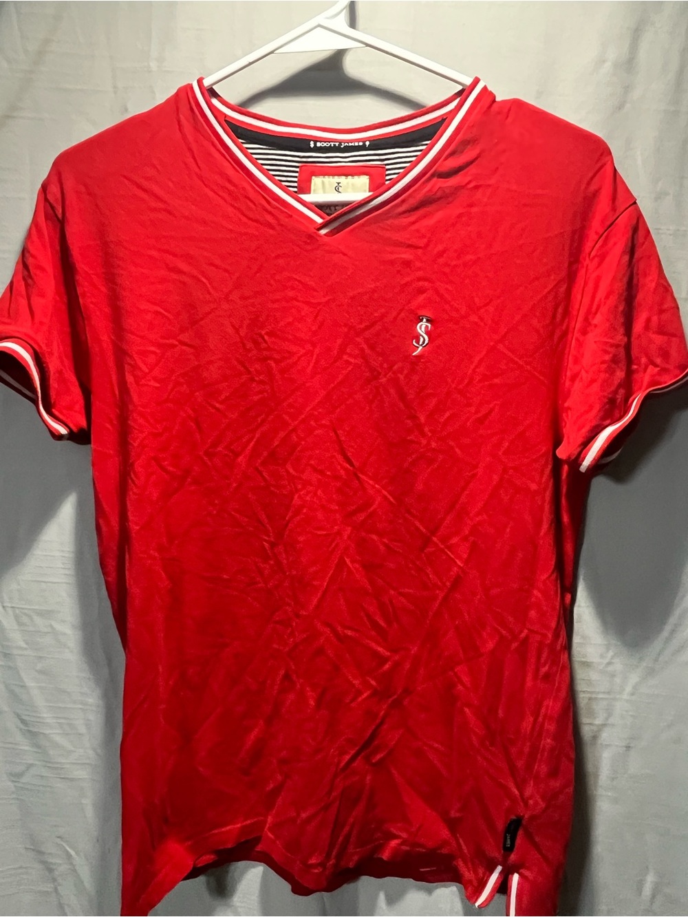S. Scott James Red V-Neck Short Sleeve Tee